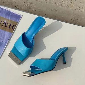New Blue Kitten Heel Sandal